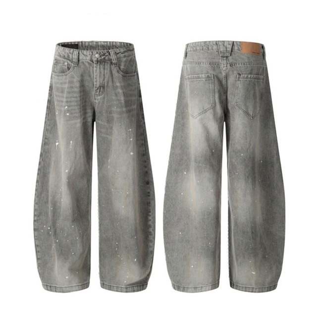 スプラッターペイントフルレングスワイドデニムパンツ 1col   R01881