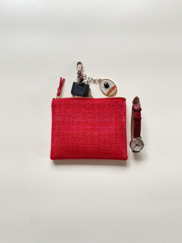 【14cm】Hand-woven mini pouch / SAZANAMI herringbone