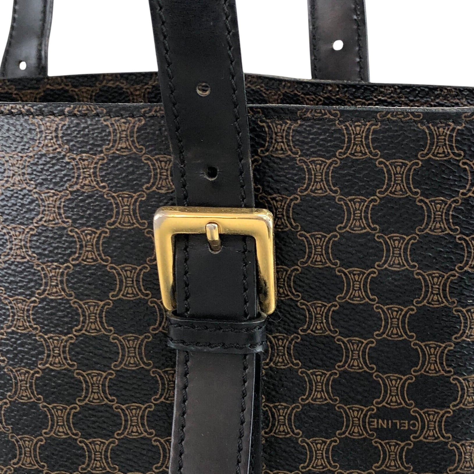 CELINE セリーヌ マカダム トートバッグ ブラック PVC レザー vintage