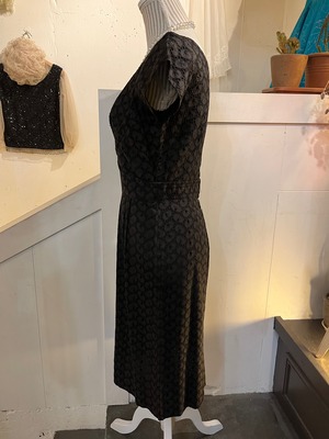 50’s black lace french sleeve dress