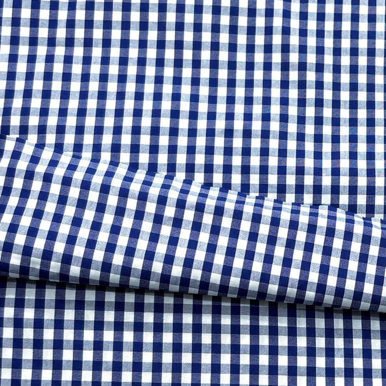 TC414◆2m◆SM◆綿ポリエステル混シーチング生地◆ギンガムチェック◆ホワイト×ブルー