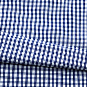 TC414◆2m◆SM◆綿ポリエステル混シーチング生地◆ギンガムチェック◆ホワイト×ブルー