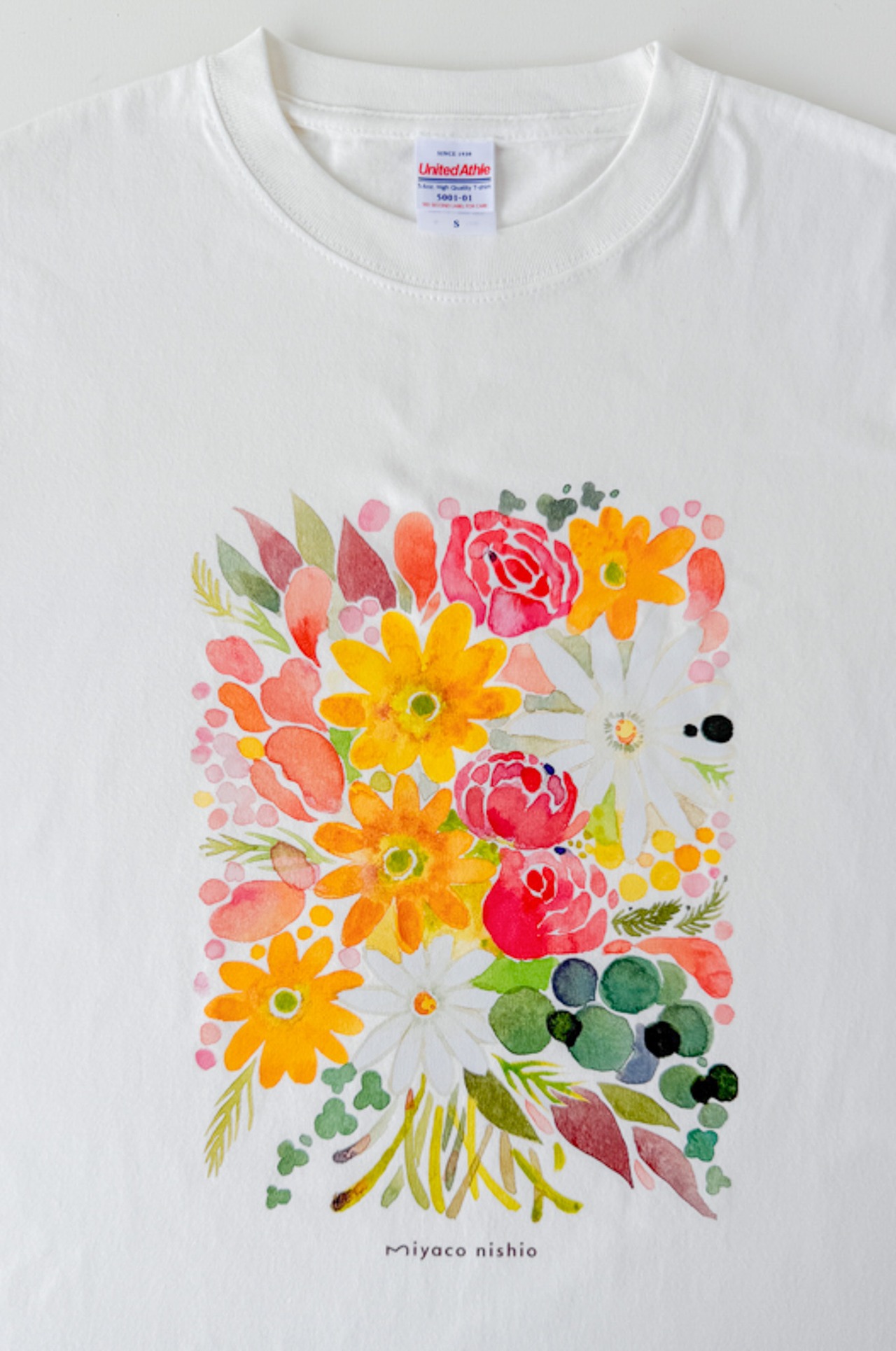 水彩画を着るTシャツ　「花束」