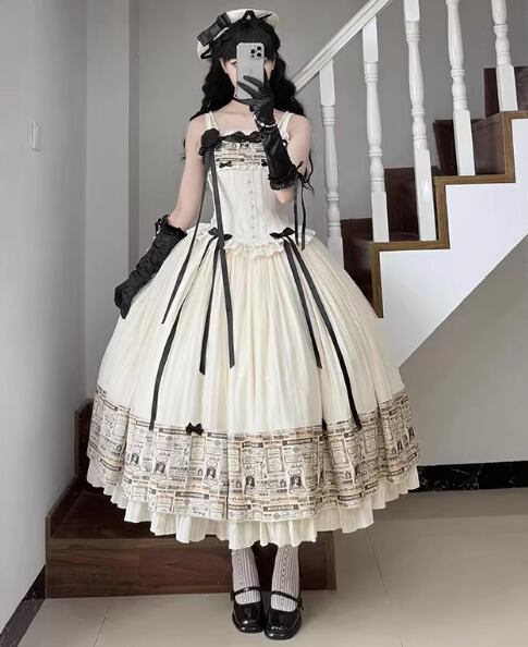 ロリータドレス ロリータワンピース ロリータドレス ロング丈ドレス のみ ノースリーブ
