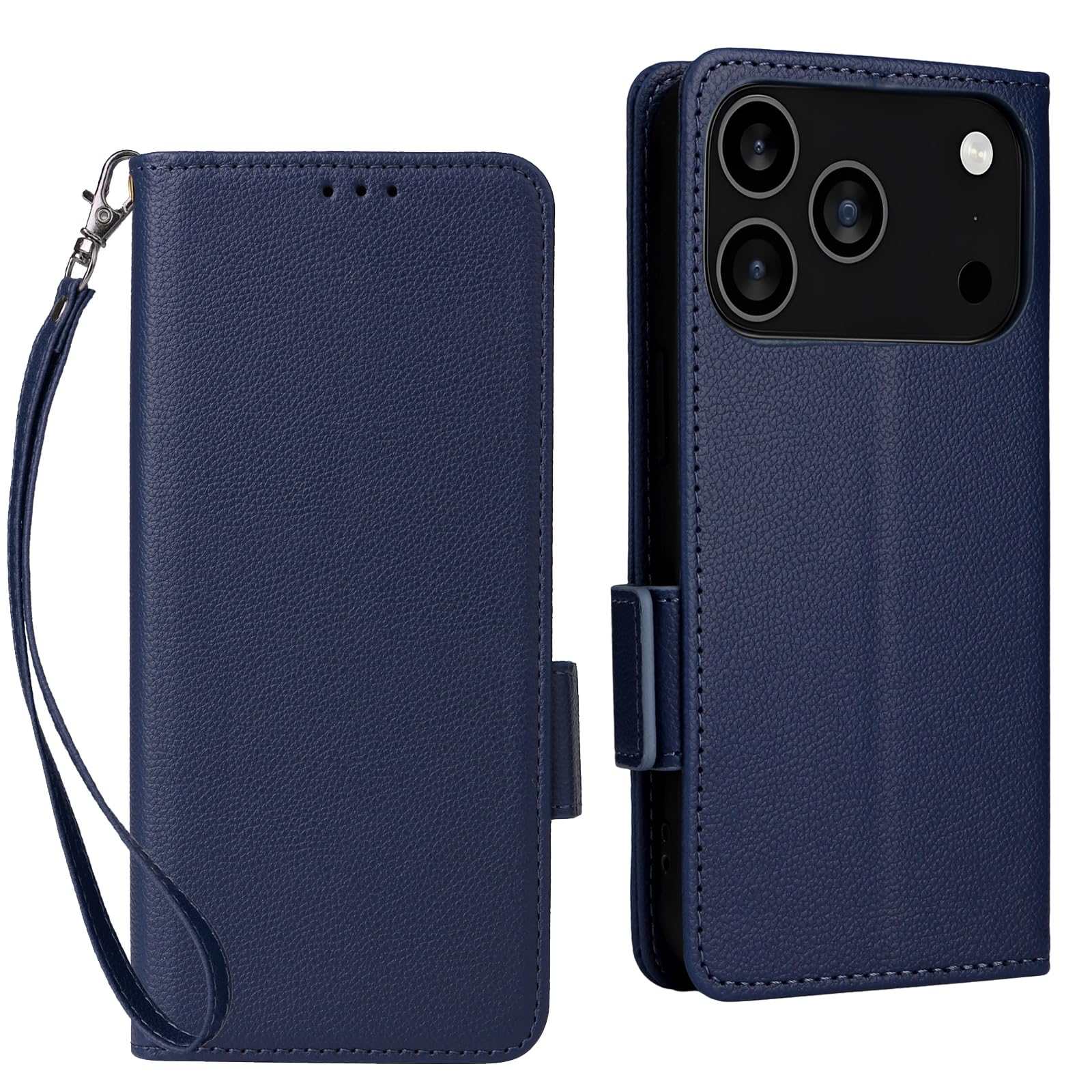 JoeyKaiHai iPhone18 promax/17 promaxケース 手帳型 財布型 カードポケット付き アイフォン18promax用 携帯カバー カード収納スマホケース 高級レザー 耐衝撃 全面保護 スタンド機能 ストラップホール付き マグネット式 深い青