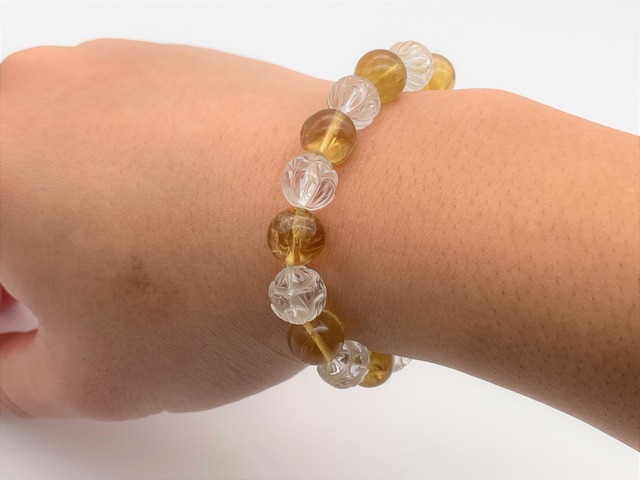 スタンダードブレスレット（水晶ロータス・イエローフローライト）