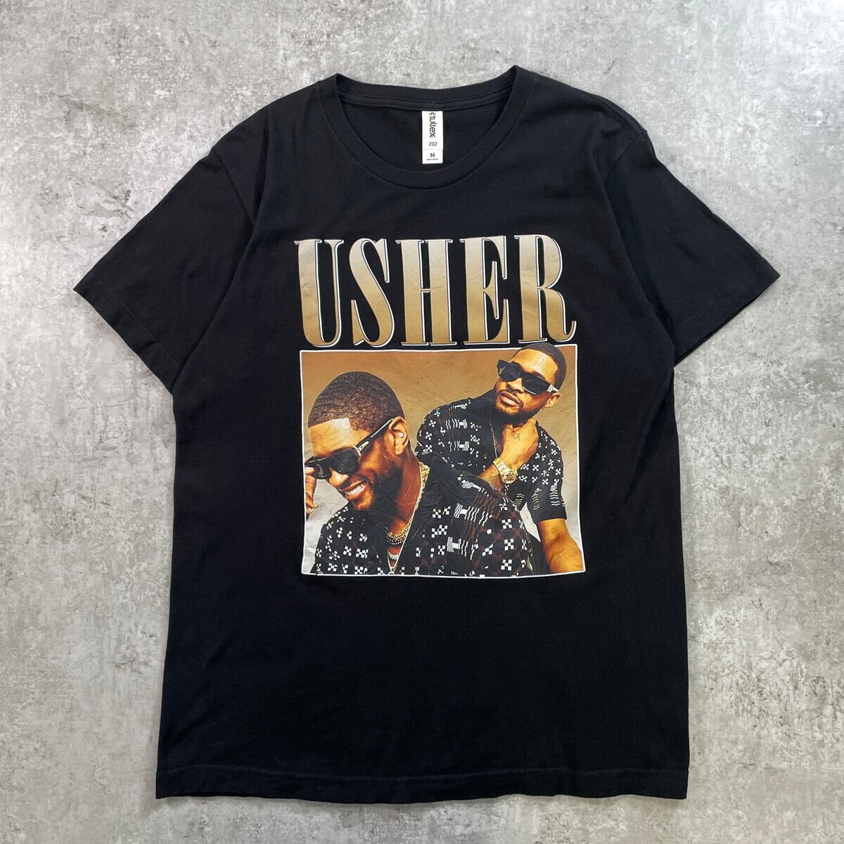USHER アッシャー R&B アーティスト Tシャツ メンズM 古着 アメカジ