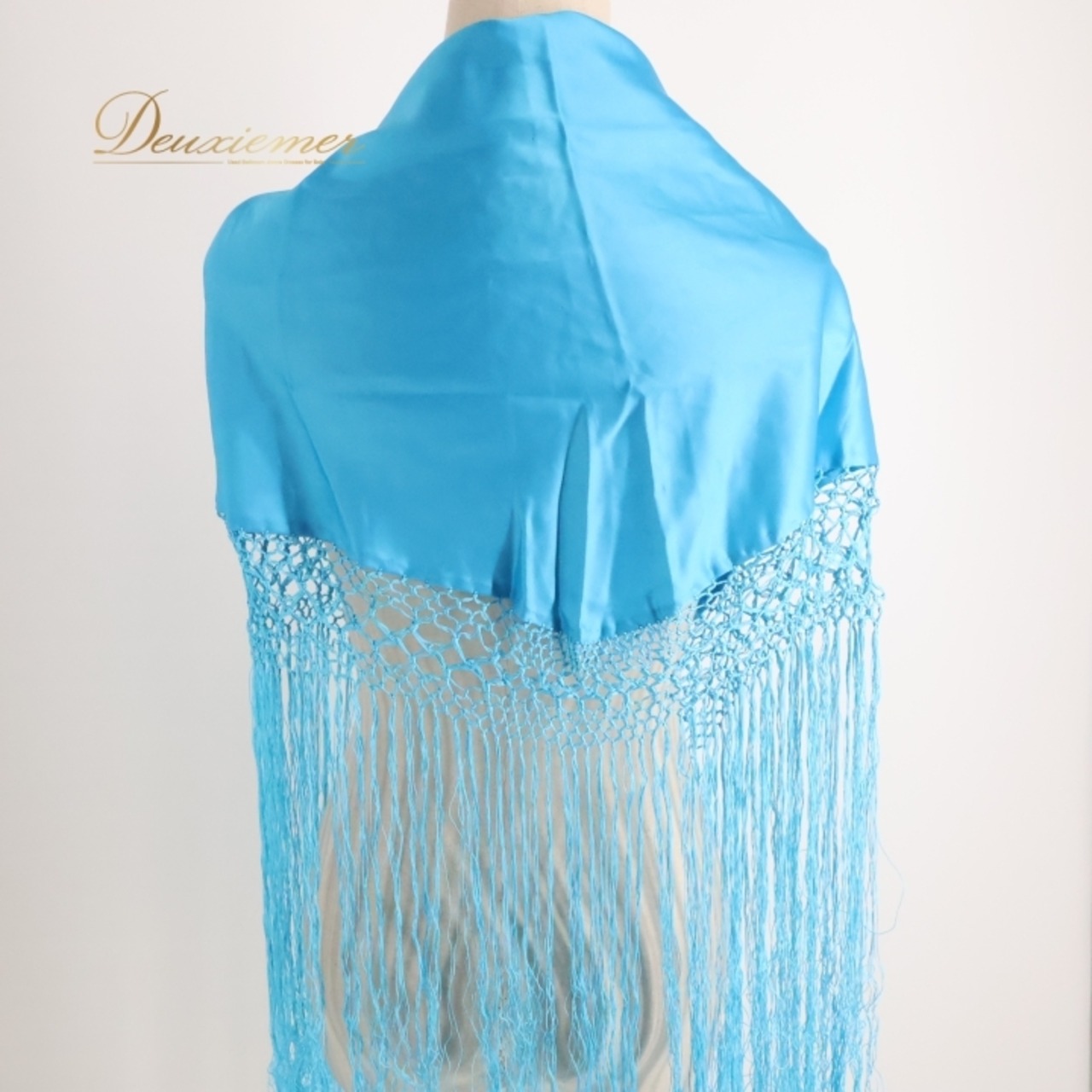 フラメンコ 衣装 シージョ ピキージョ 小物 ブルー系 水色 トライアングル フレコ 無地 光沢 ダンス 三角形 練習 舞台 発表会 イベント コスチューム フリンジ フラメンコ用 お洒落 三角形シルエット