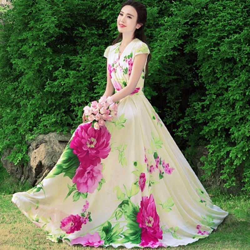 4XLまであり】ワンピース 花柄 フラワー マキシ エレガント ゴージャス