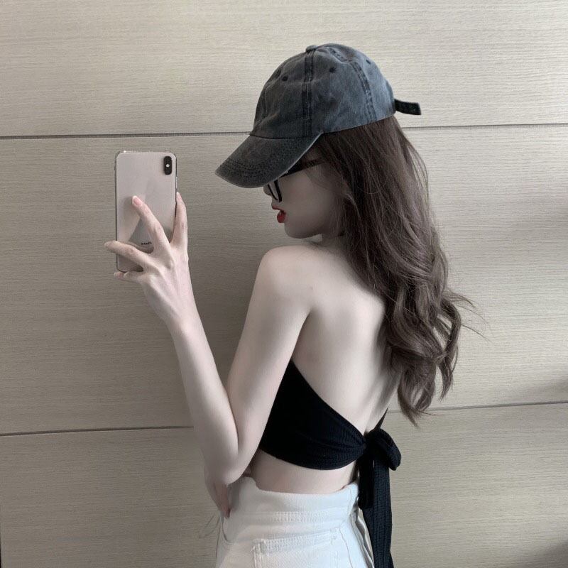 ハンギングネックセクシークロスストラップホルターショートショートキャミソールレディースサマーアウタージャケットとボトムシャツ ブラックストロベリース92232843226