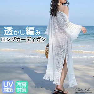 2025/09/21 ロング カーディガン レディース 春夏 透け感 韓国 アウター 羽織り きれいめ おしゃれ 大人 かわいい カジュアル UV対策 日焼け防止 ゆったり クロシェ編み 透かし編み シアーカーディガン 大人可愛い 大人女子 [LS-CEJ013]