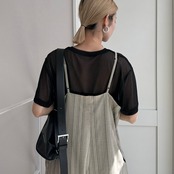 ピンストライプシンプルall in one/グレージュ