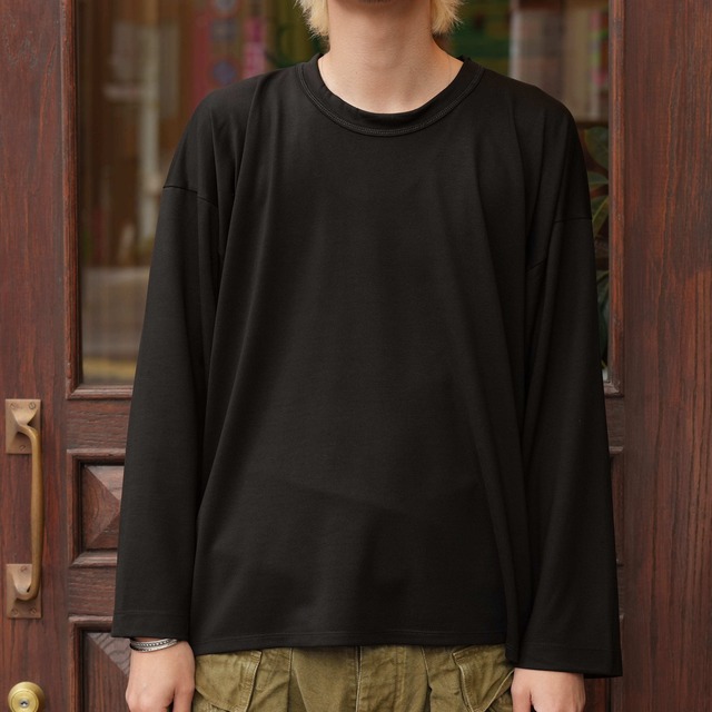 Olde H & Daughter(オールドエイチアンドドーター) 26SS "SILK tight tension MIDDLE PLAIN STITCHES L/S" -BLACK-