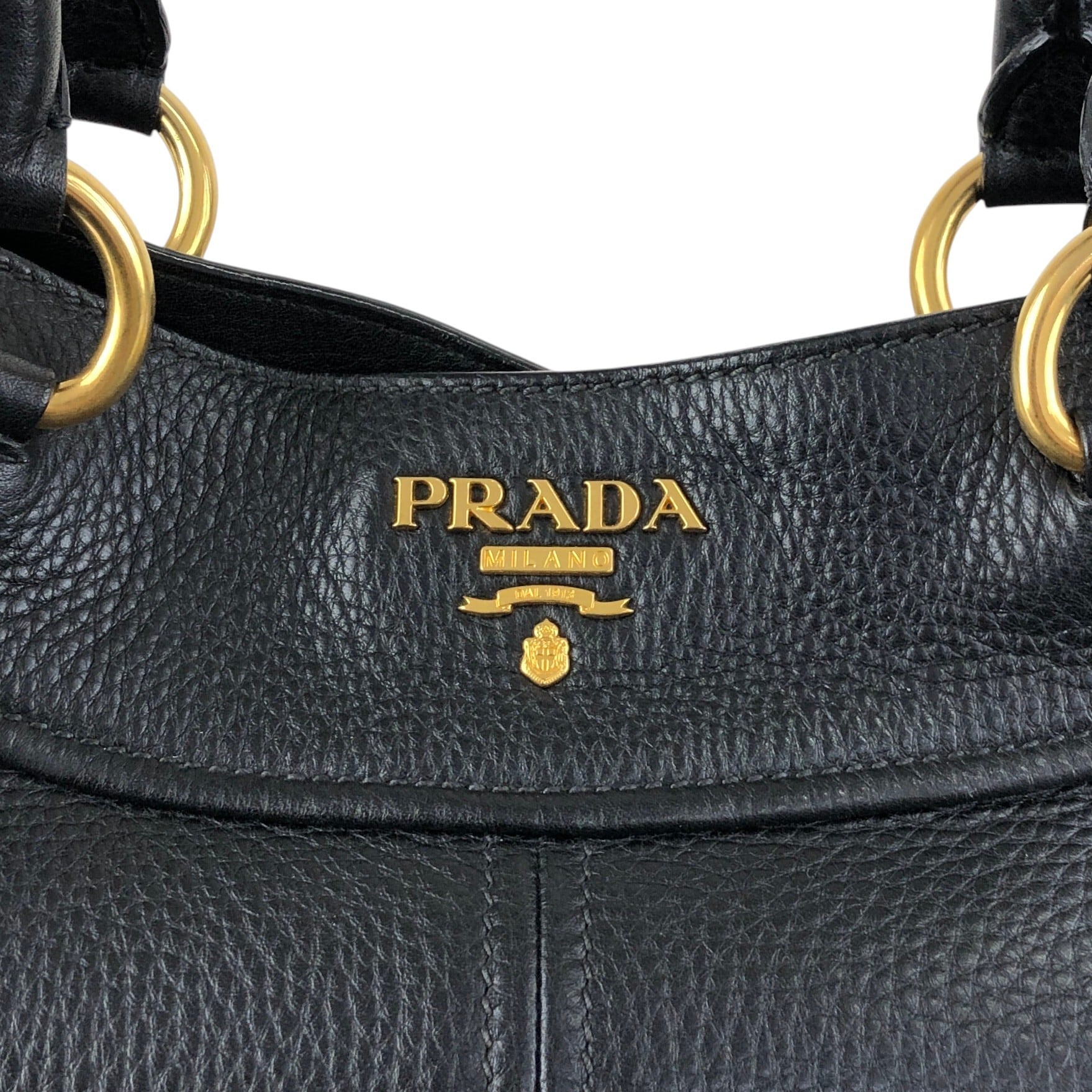 PRADA プラダ ショルダーバッグ ブラック ロゴ レザー vintage