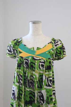 70s african batik frill one-piece