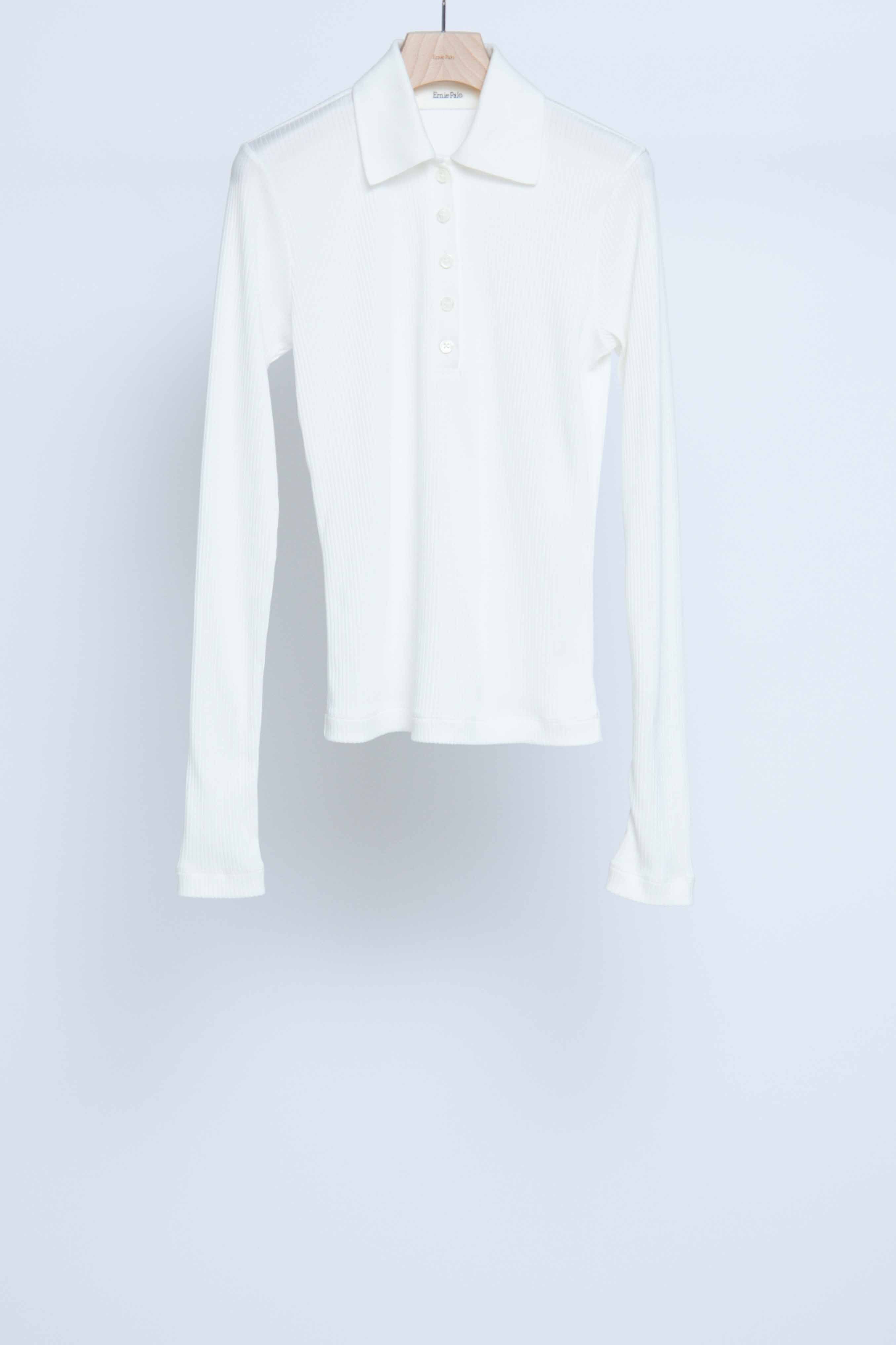 Rib Tight Polo T-shirt - White | erniepalo