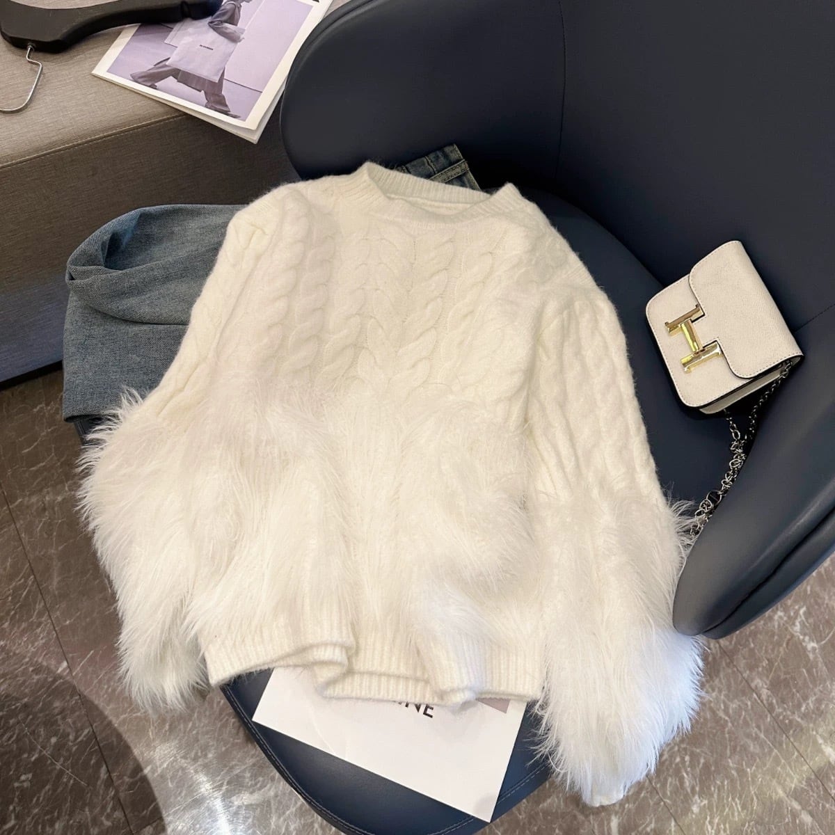 ◆予約◆アクセントファーニット(ご注文から1-2週間程でお届け)