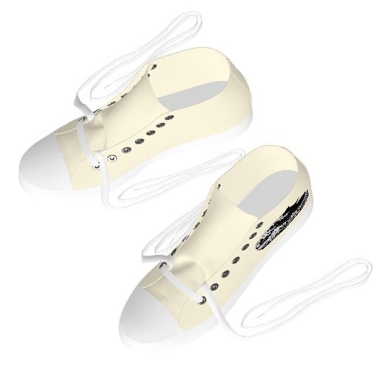 黒猫と波の和柄アートスニーカー(23～27)/ Black cat and wave