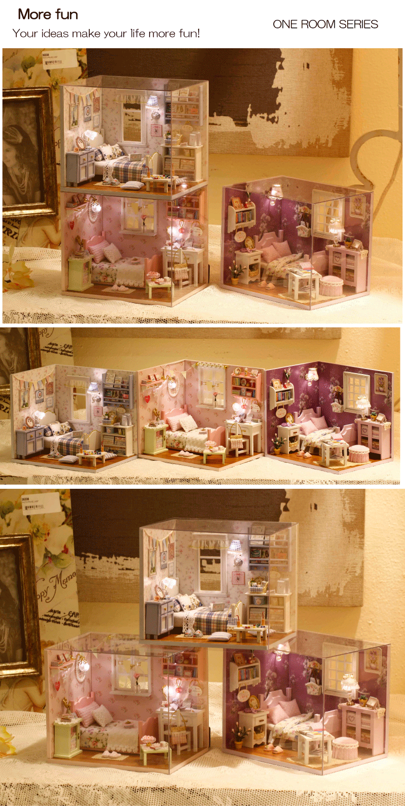 ミニチュア ドールハウス 手作りキット ピンクルーム H002