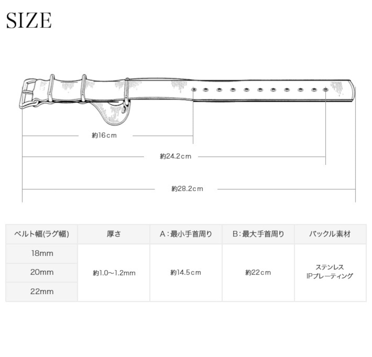 NATOタイプ ナイロンストラップ オールブラック 18/20mm ブラック金具 腕時計ベルト(CW)