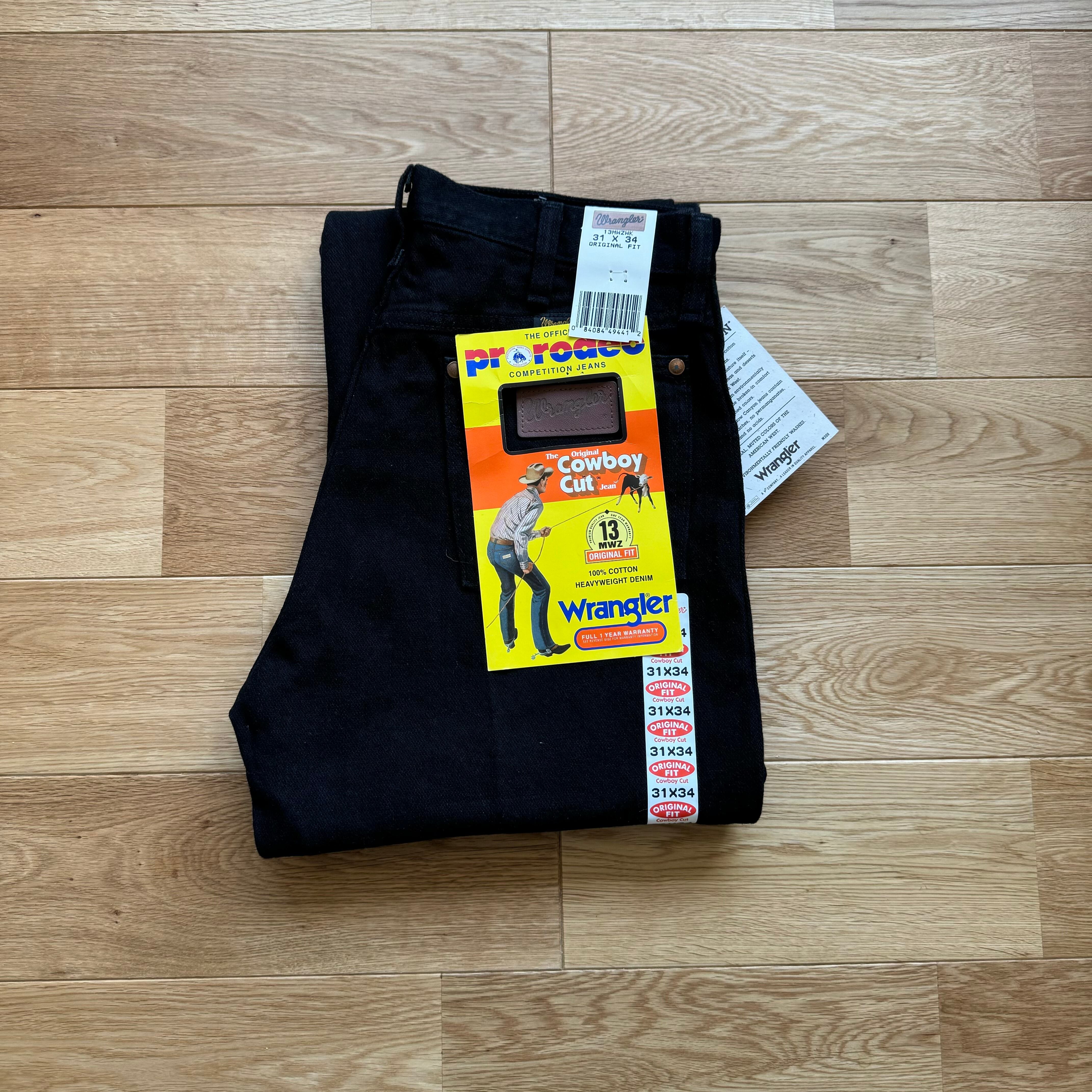 Deadstock "Wrangler 13MWZ WK" Black jeans made in USA/W31