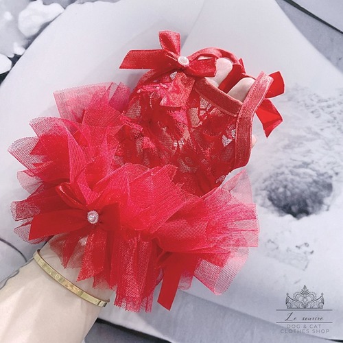 予約【№B02081】レース シフォン リボン&パールモチーフ キャミワンピ