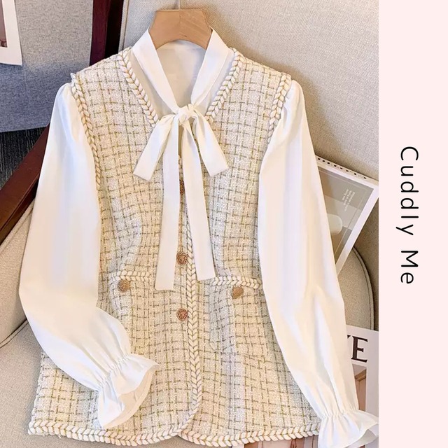 ツイードジレ ブラウス セット