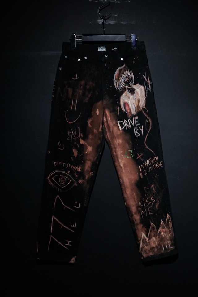 【WEAPON VINTAGE】"Calvin Klein Jeans" Bleached Custum Black Denim Pants