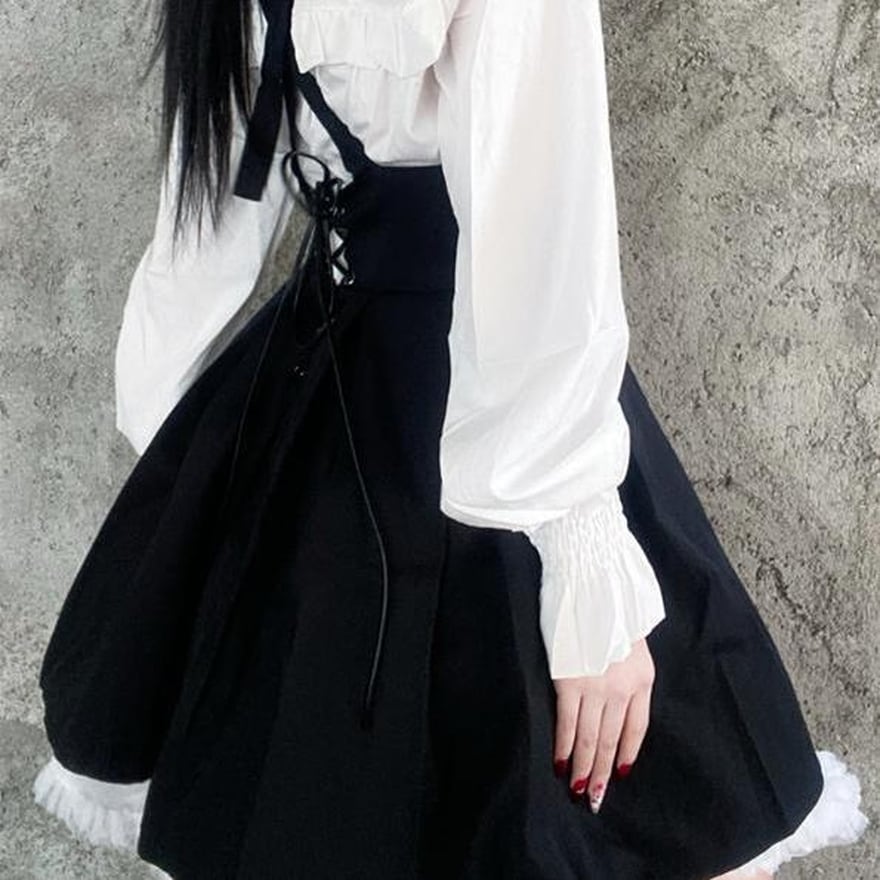 SEASONZ サスペンダースカート ハイウエスト 編上げ ゴスロリ JK