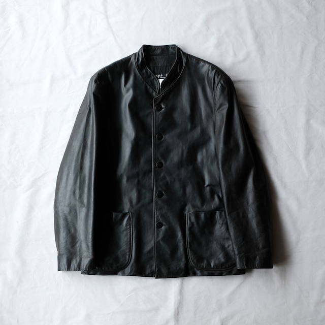 agnes b. HOMME MADE IN FRANCE MAO COLLAR LEATHER JACKET