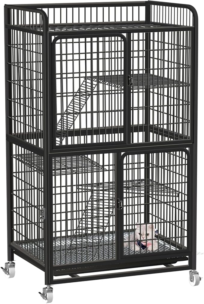 PETTOM 猫 ケージ キャットケージ 2/3段(グレー74*50*89cm) PETTOM 猫