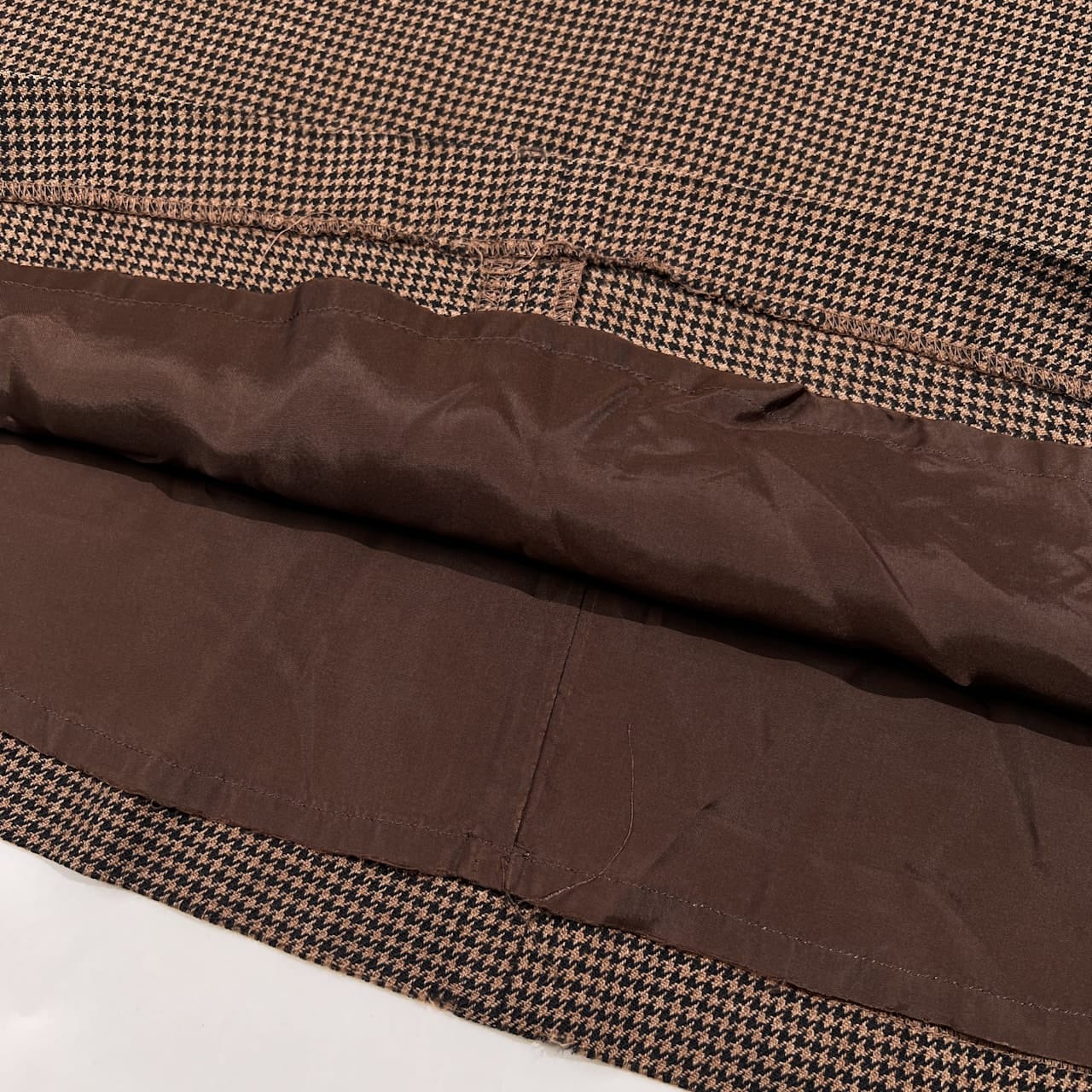 Mademoiselle NON NON マドモアゼルノンノン 千鳥格子 ウール フレア 台形 ロング スカート サイズ LL /ブラウン系/レディース/パパス