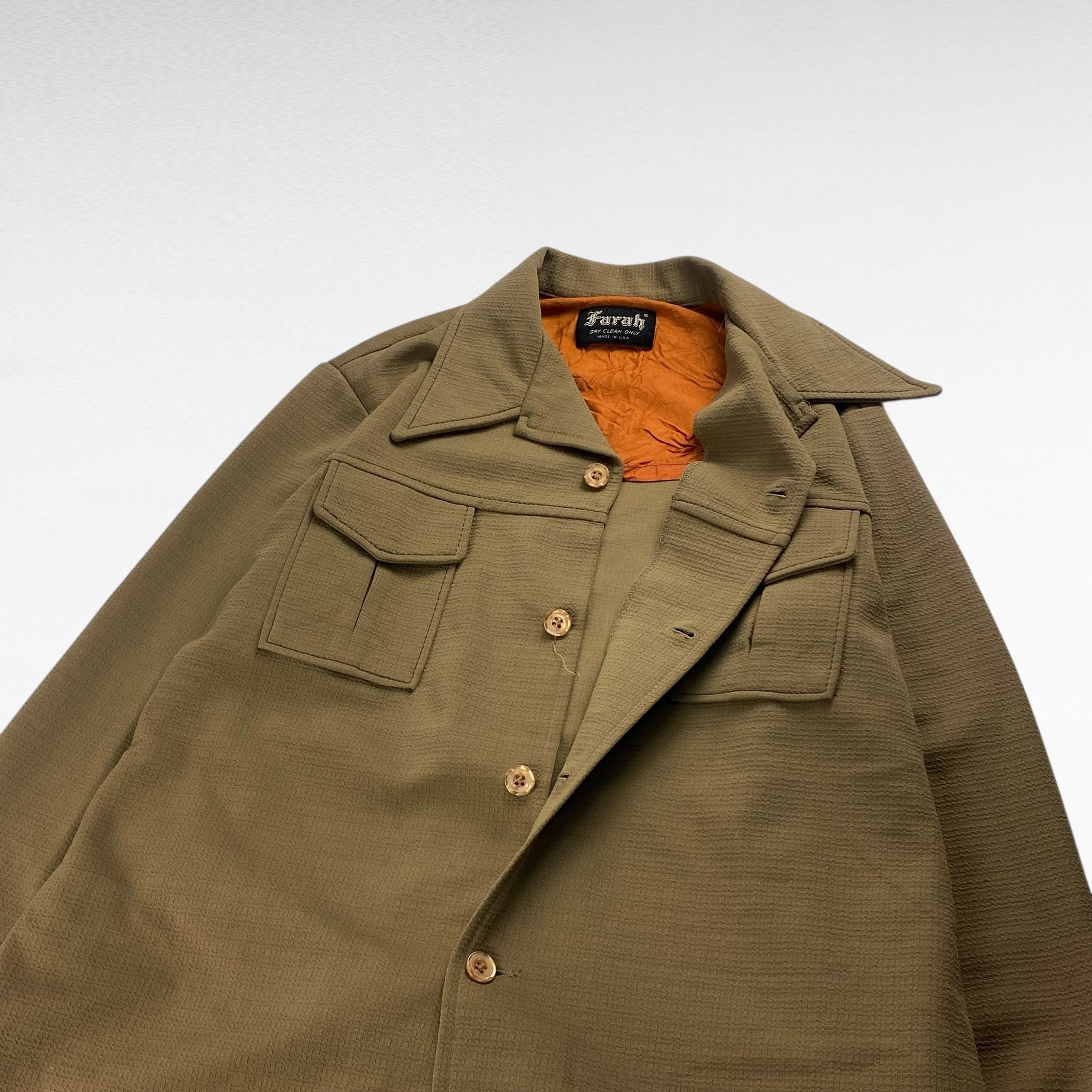 70's】【USA製】 Farah 開襟シャツジャケット ポリジャケット L相当