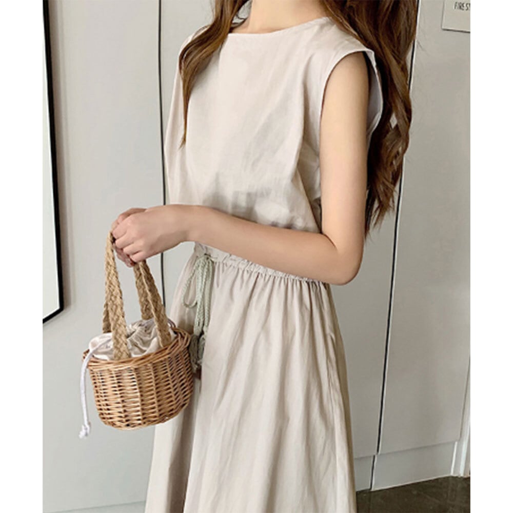 リネン ワンピース レディース 春夏 韓国 大人 かわいい きれいめ
