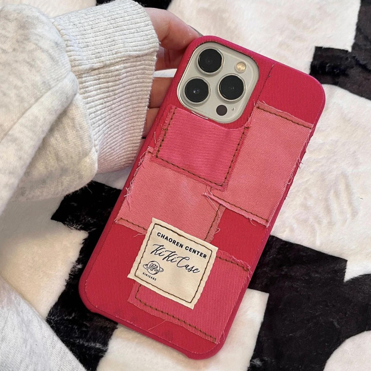 レトロ デニム キャンバス スプライシング かわいい iPhone 11 12 13 14 15 pro max 14plus スマホケース ≪3COLOR≫【0206】