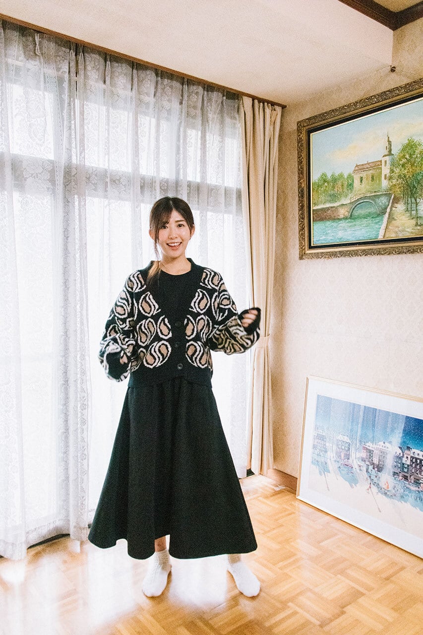 ジャガードVネックショートカーデ