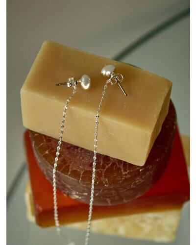 【CHIGNON】[0055-340SH] プチエッグ&チェーン2WAYピアス