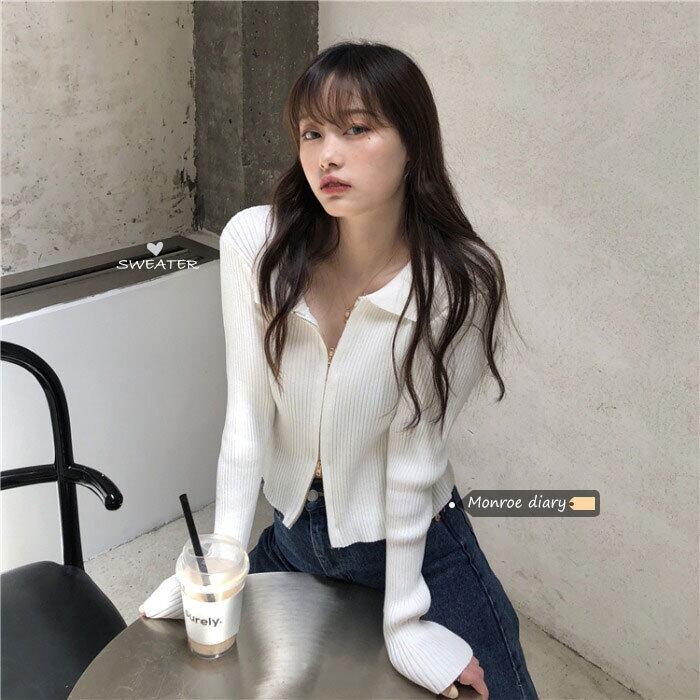 ニットカーディガン薄手スリムセーター ジャケット スプリング長袖スリーブショートトップス レディース ロング 春物 モンロー31203045055