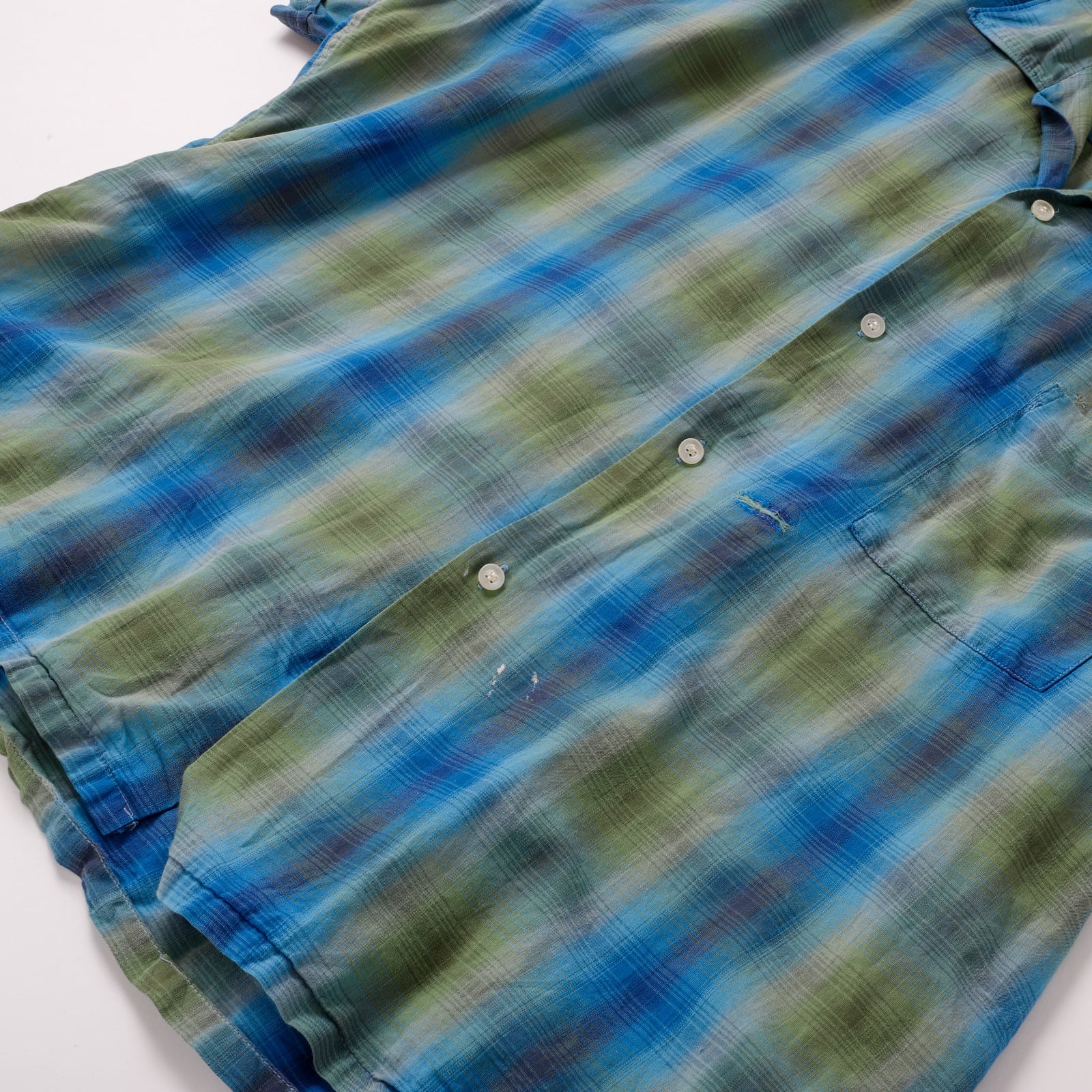 逸品】60s special Vintage ombre check shirt green special