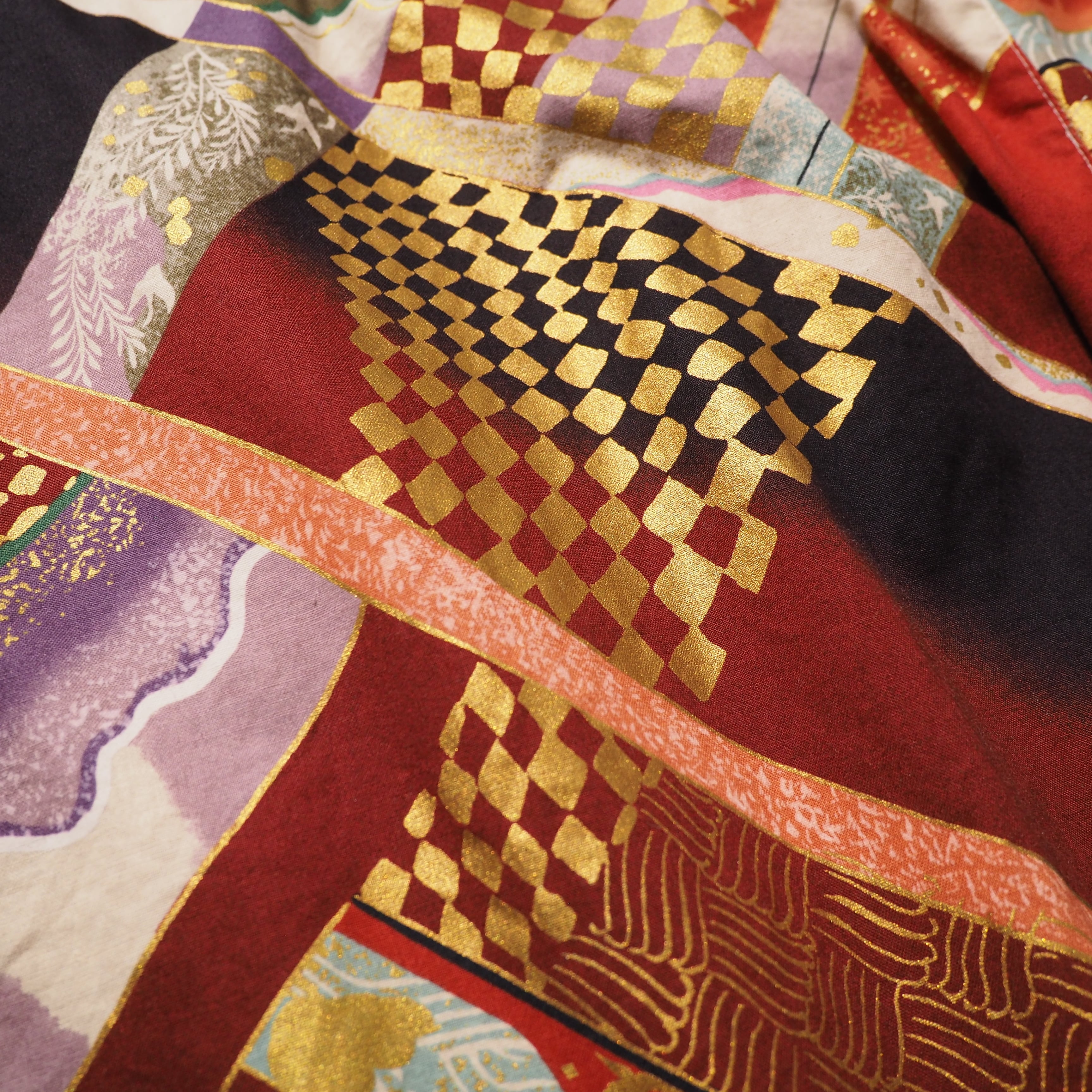 " Special - 和柄 " Japanese oriental pattern vintage SS Open collar shirt