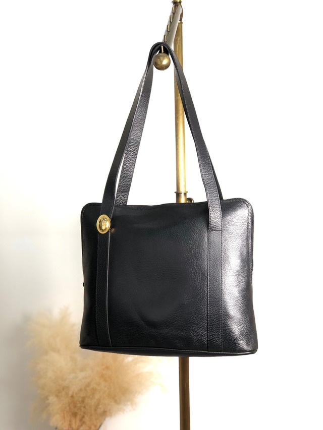 Christian Dior クリスチャン ディオール トートバッグ ブラック ロゴ オーバル レザー vintage ヴィンテージ オールド 5snjtv