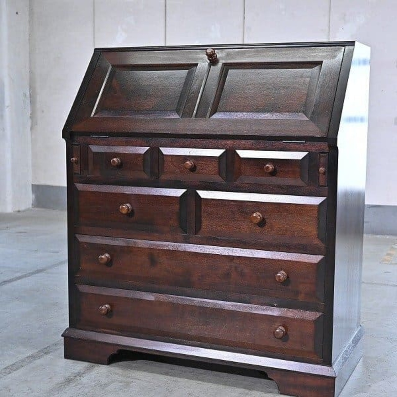 松本民芸家具 31万 ミズメザクラ無垢 高山式 ライティングビューロー キャビネット チェスト デスク 柳宗悦 バーナード・リーチ民藝運動【中古家具/中古インテリア/USED家具ユーズド家具/リサイクル】