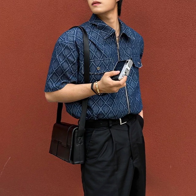 フリンジデニムジップシャツ　LB1866