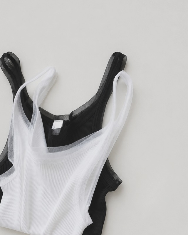 Sheer Mesh Strap Rib Tank Top