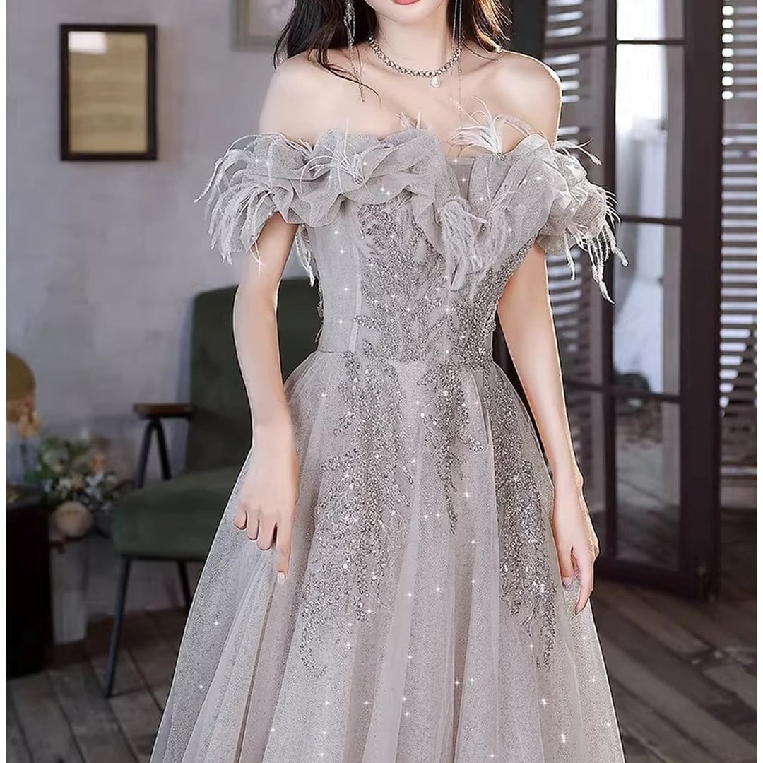 Frill Off-Shoulder Maxi Dress(2color) V3316