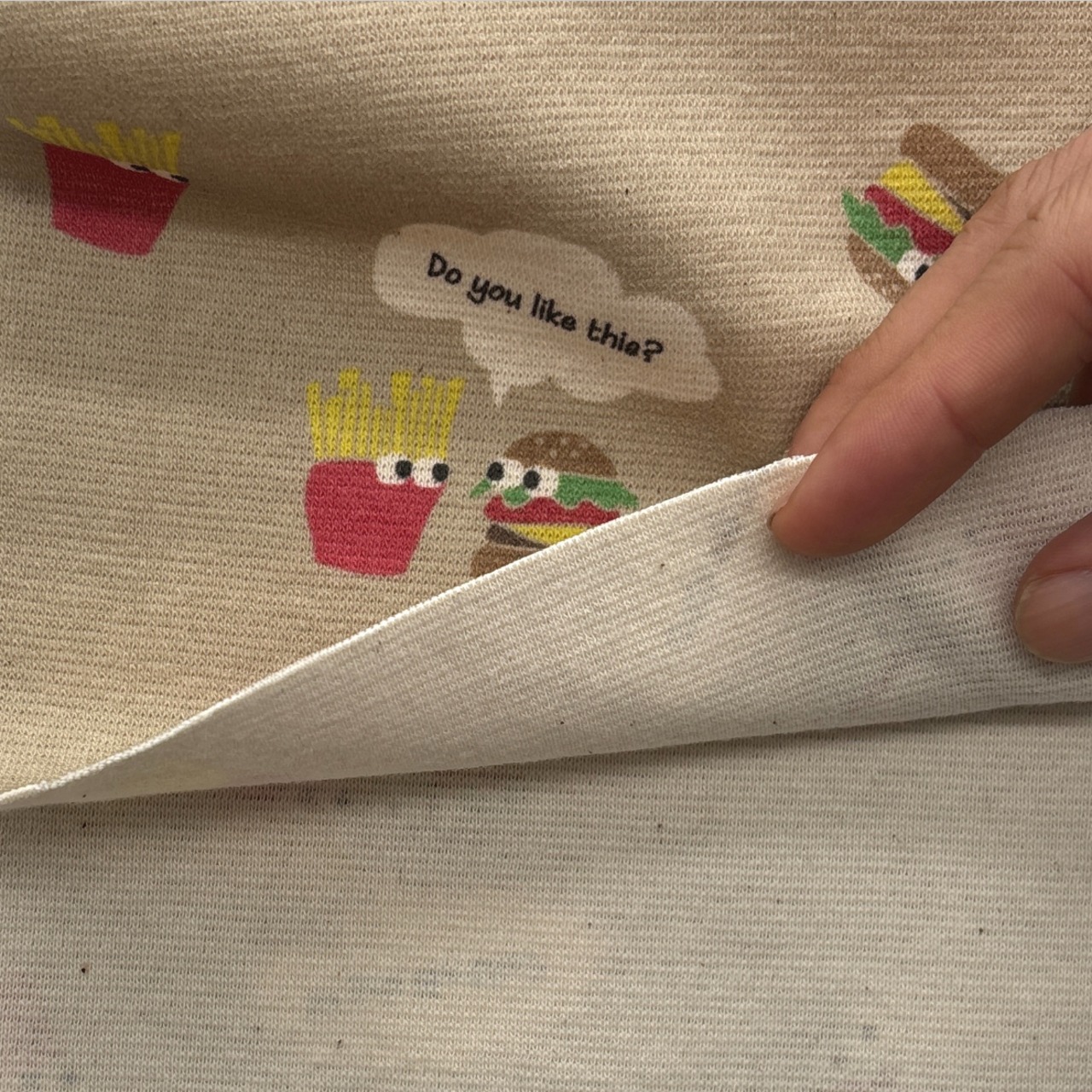 ★CT009◆オーダー50cm単位◆スパンフライスニット生地◆マレファブ◆ポテトハンバーガー