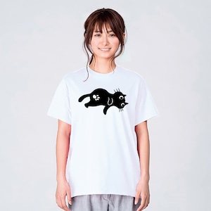 ゴロゴロする猫 Tシャツ メンズ レディース 半袖 かわいい イラスト 白 夏 大きいサイズ 綿100% 160 S M L XL