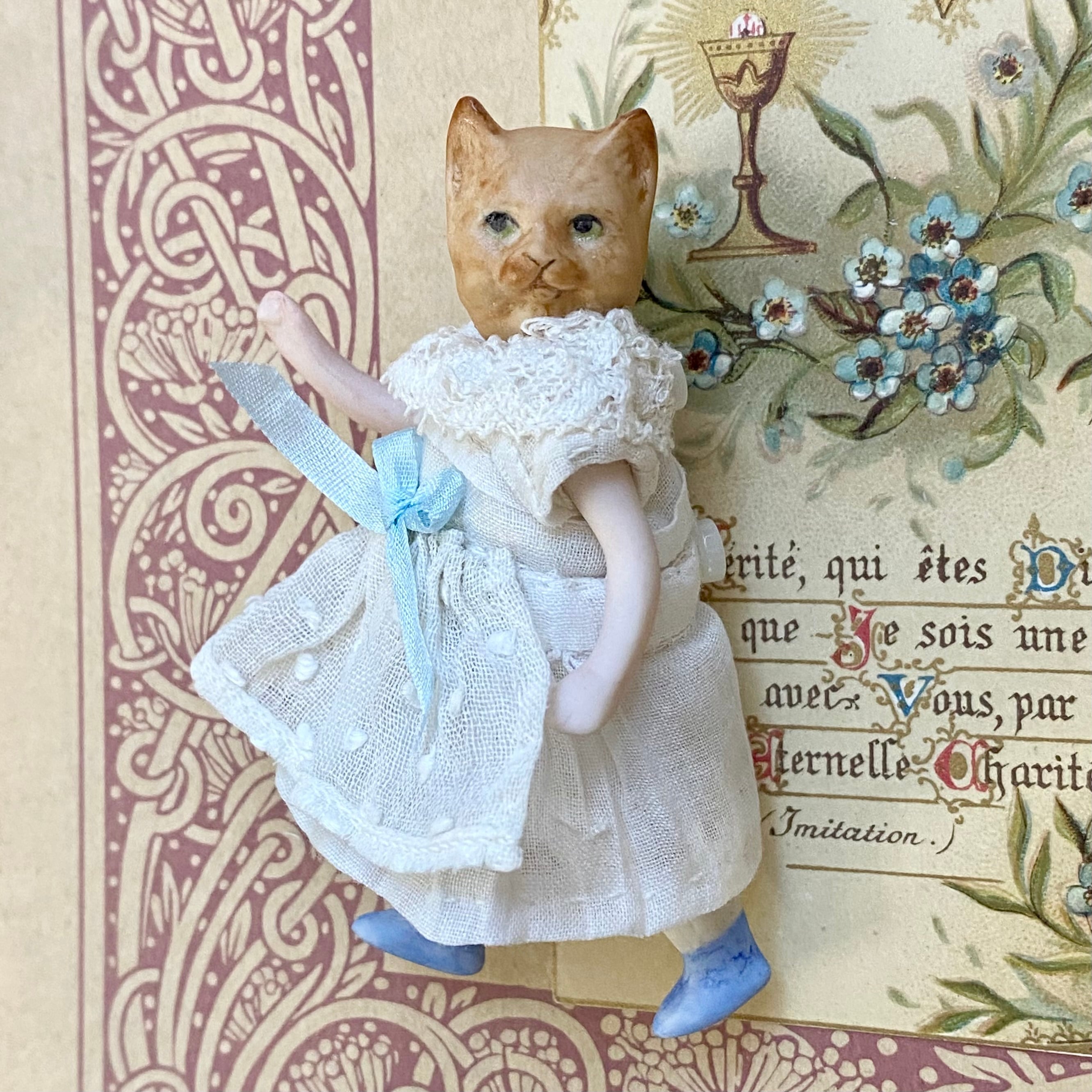 完成ドール】ミニチュアビスクドール/キュルビス(猫) / 6.5cm | Shall