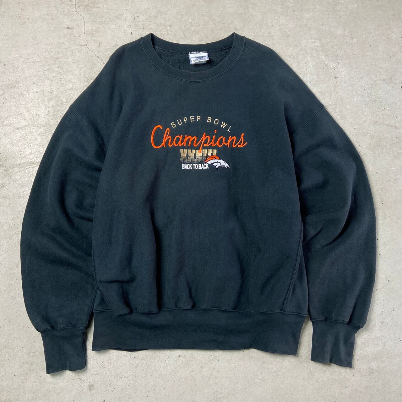 90年代 NFL SUPER BOWL CHAMPIONS DENVER BRONCOS リバースウィーブタイプ チームロゴ刺繍 スウェットシャツ メンズ2XL 古着 90s ビンテージ
