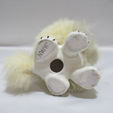 昭和レトロ 猫 ネコ ペア 置物 毛皮ファー付 陶器製 ++ 人形 ねこ